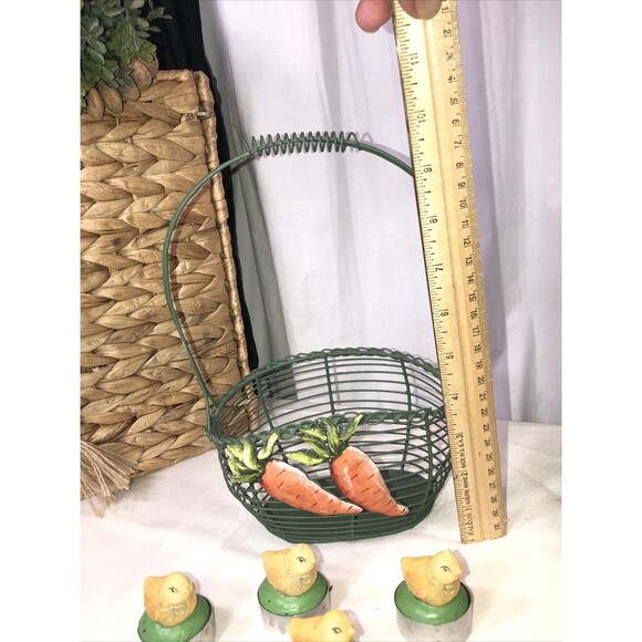 Vtg Easter decor lot  egg basket/Brass Button Collectable bunny plush/candles - Picture 8 of 16